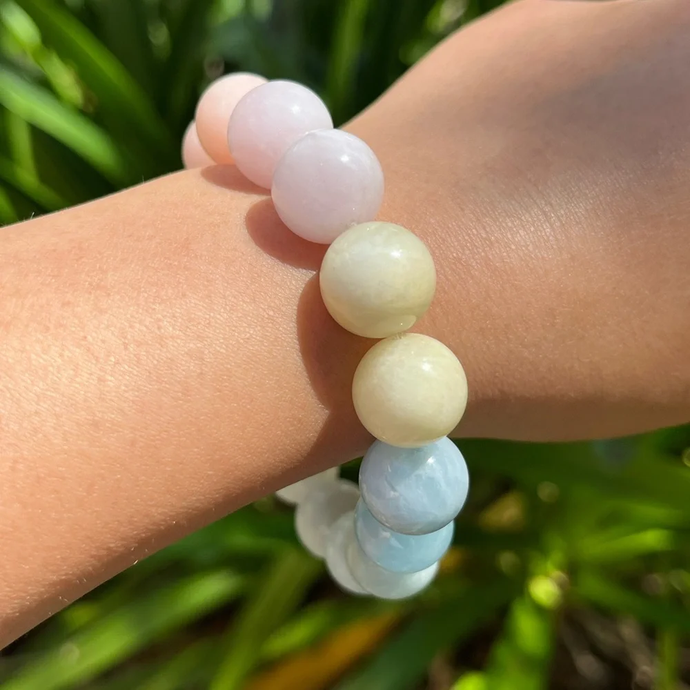 14mm stretchable chunky multicolor morganite‎ bracelet Palo